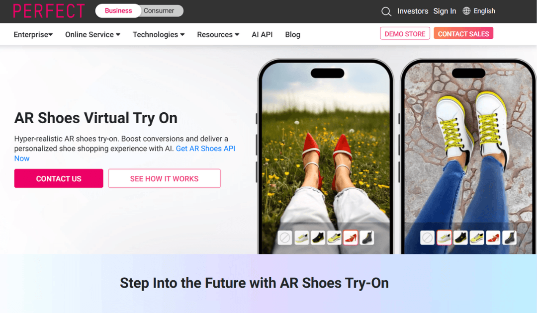 Perfect Corp. AR Shoes Virtual Try-On solution for footwear ecommerce