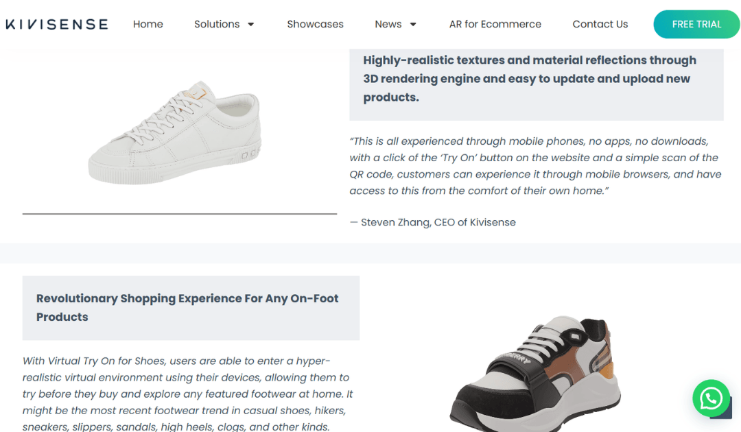 Kivisense Shoes Virtual Try-On