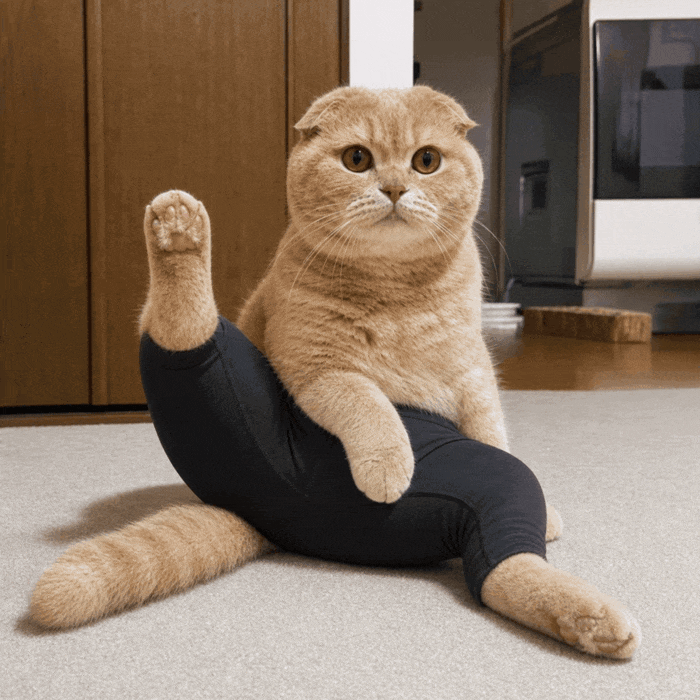 ヨガパンツを穿いた猫たちのAI画像