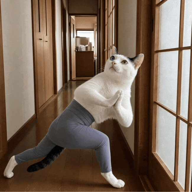 ヨガパンツを穿いた猫のいろんなヨガシーン