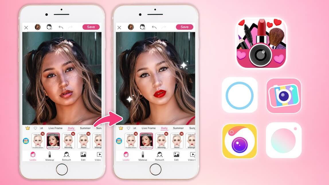 Beauty camera app for selfies and face retouch