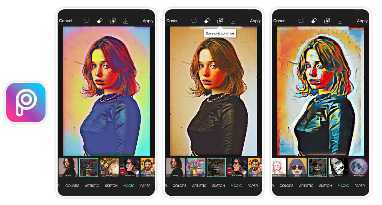 Try a range of cartoon filters and effects with Picsart