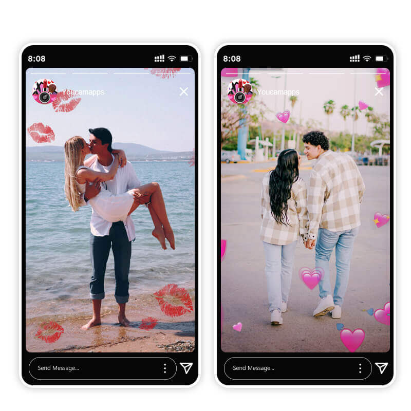 Filtros de fotos para um story romântico e minimalista no Dia dos Namorados. Filtros de fotos para um story romântico e minimalista no Dia dos Namorados.