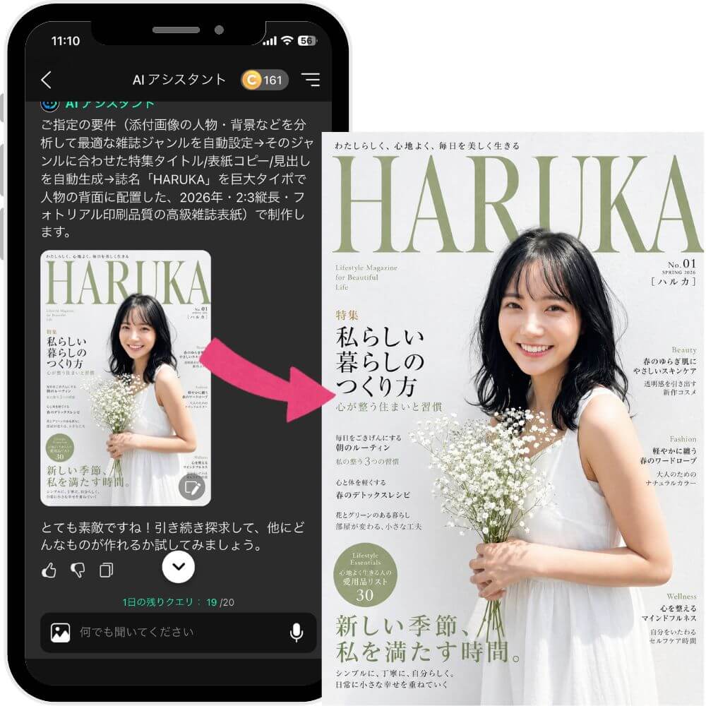 「雑誌の表紙」風AI加工画像の完成 「雑誌の表紙」風AI加工画像の完成