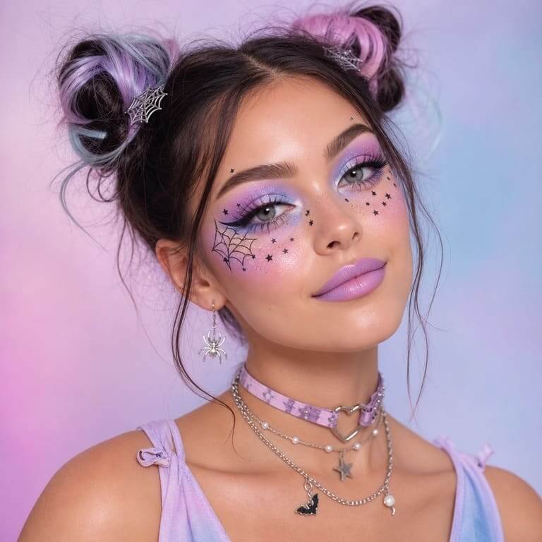 Pastell-Spooky Summerween-Make-up mit Pastellfarben