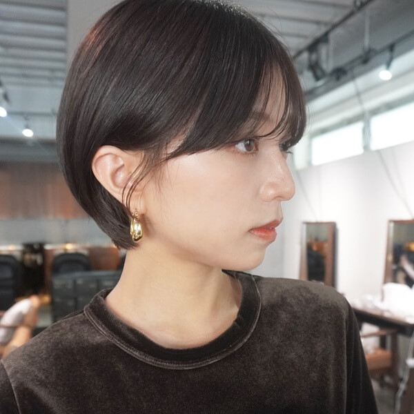 丸顔に似合う丸みのあるミニボブ 丸顔に似合う丸みのあるミニボブ