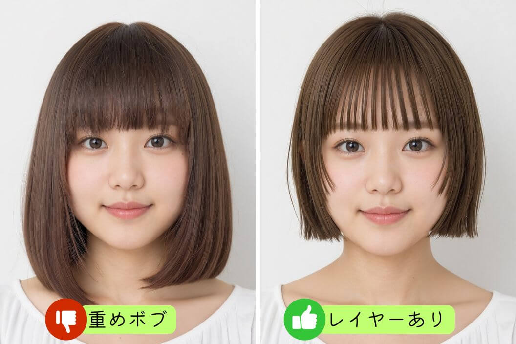 顔まわりに縦ラインを作る 顔まわりに縦ラインを作る