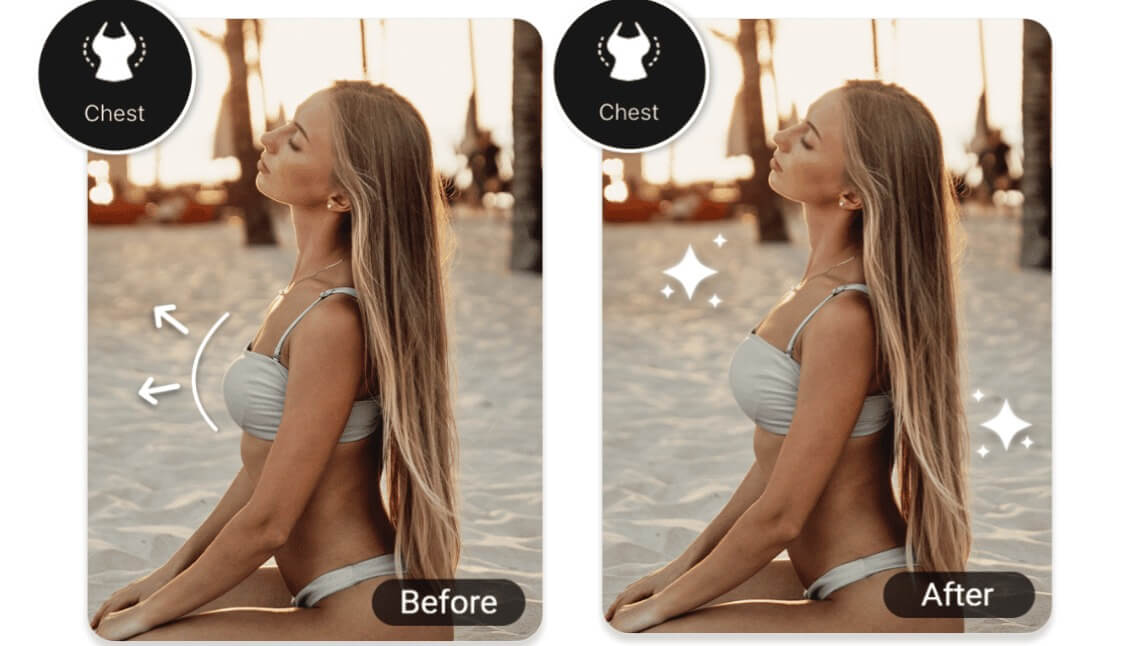 Prueba el aumentador de pecho con IA para conseguir pechos grandes de aspecto natural en tus fotos