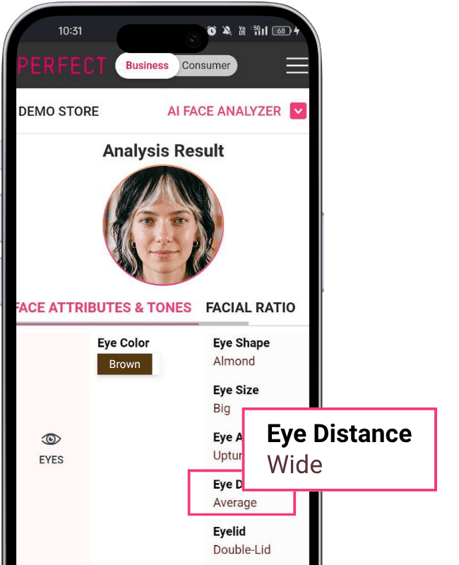 eye distance in Face Analyzer wide eye distance in Face Analyzer