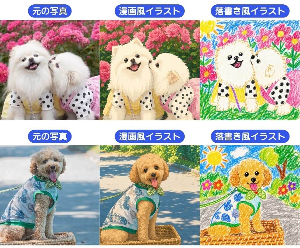 AIアプリのテンプレートでイラスト化した犬の写真 AIアプリのテンプレートでイラスト化した犬の写真