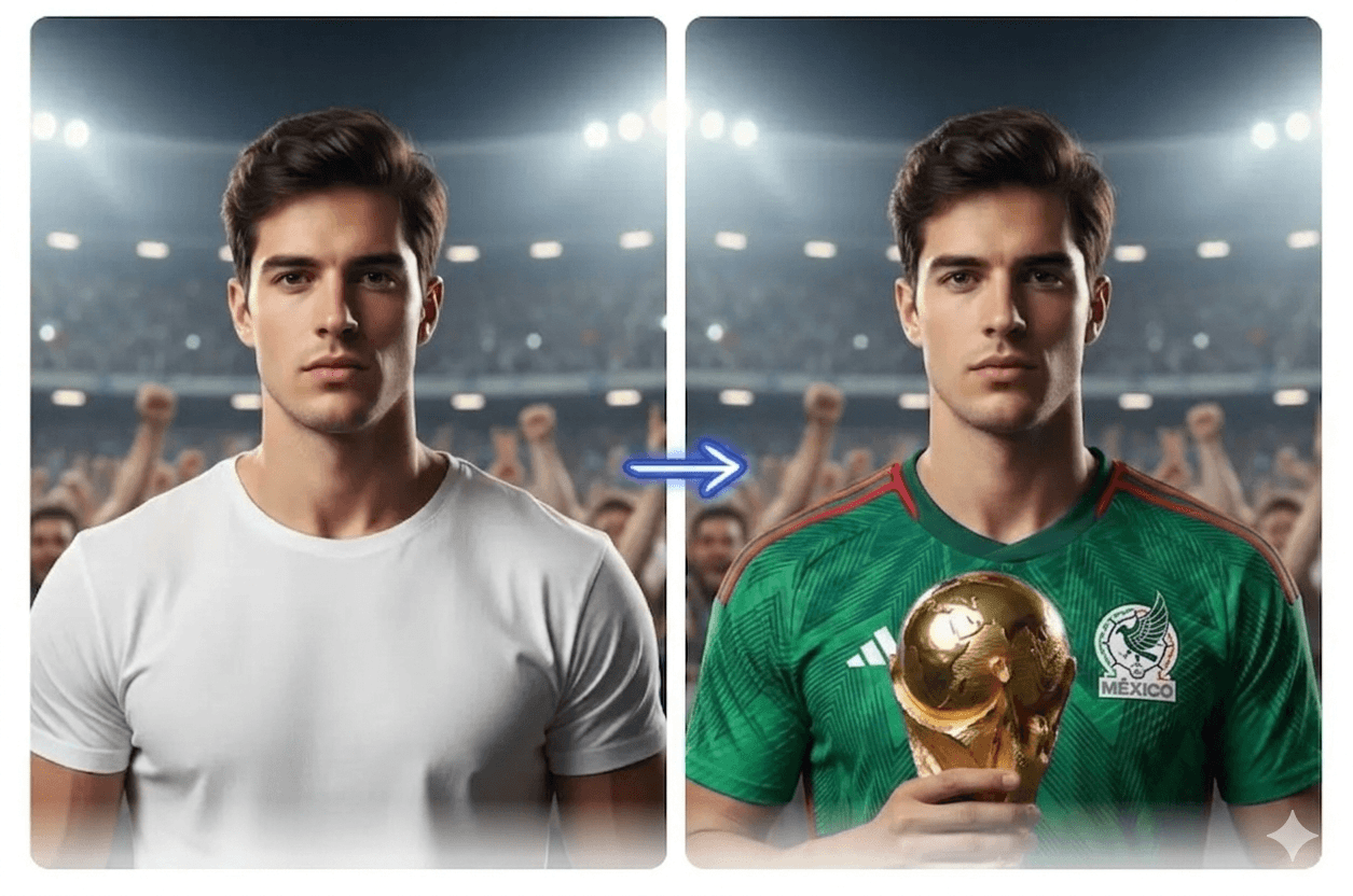 Imagen de jugador mexicano con la copa del mundo 2026
