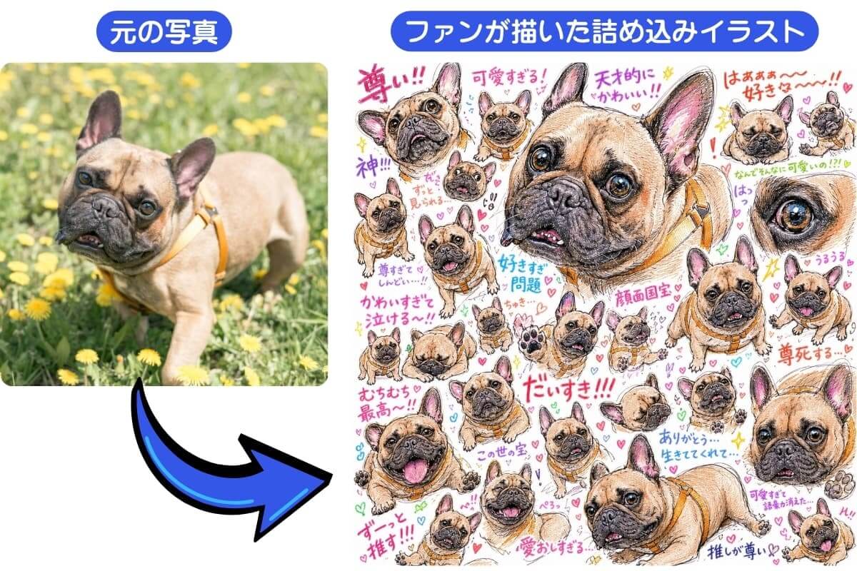 ファンが犬の写真をもとに描いたイラスト風 ファンが犬の写真をもとに描いたイラスト風