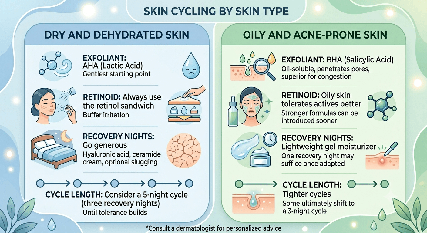 Skin Cycling for Dry Skin vs. Oily Skin Skin Cycling for Dry Skin vs. Oily Skin