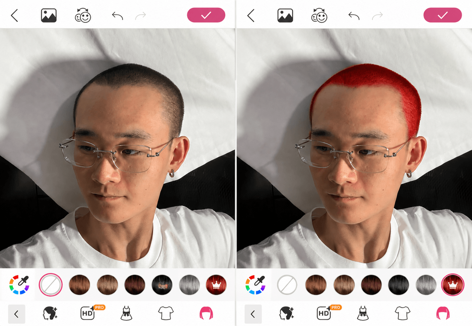 Realistic Display of Red Buzz Cut