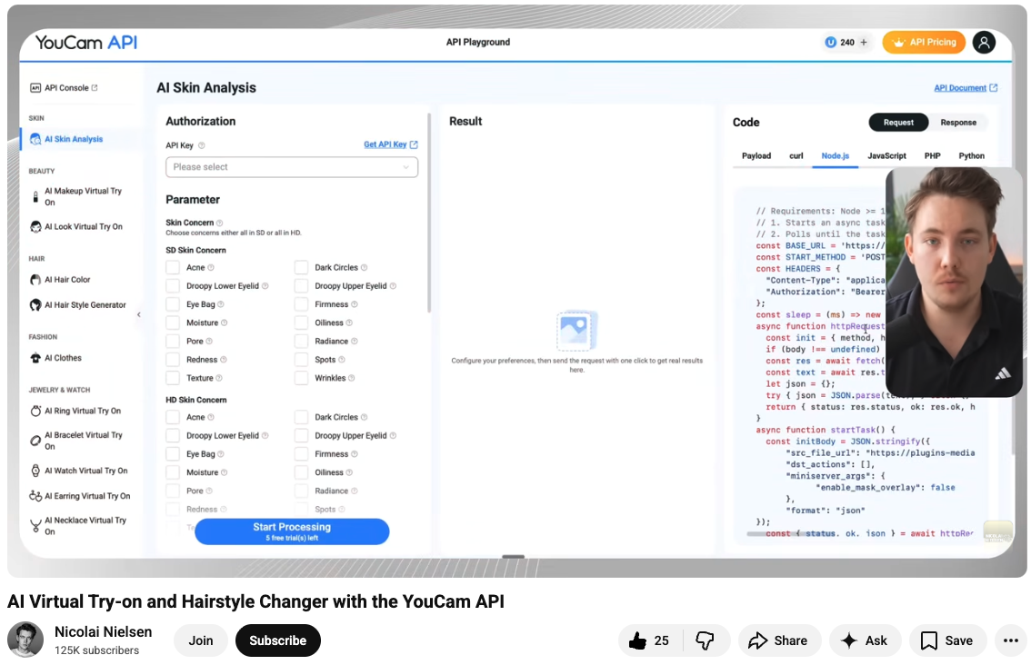 AI Virtual Try-on and Hairstyle Changer with the YouCam API AI Virtual Try-on and Hairstyle Changer with the YouCam API