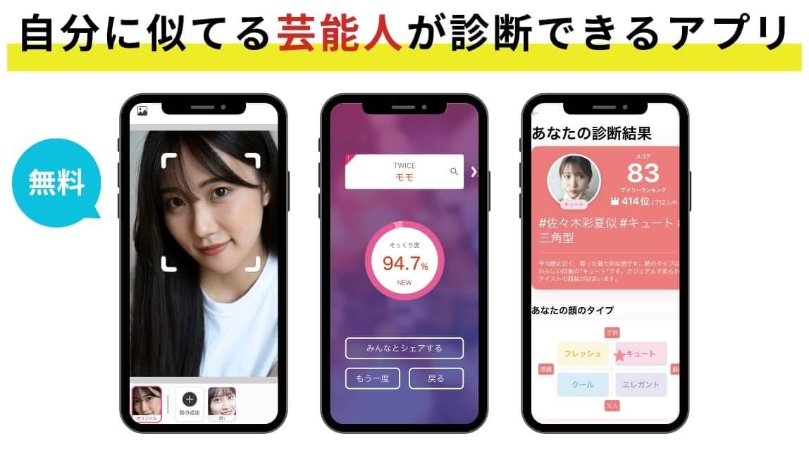 AIで似てる芸能人診断ができるアプリ