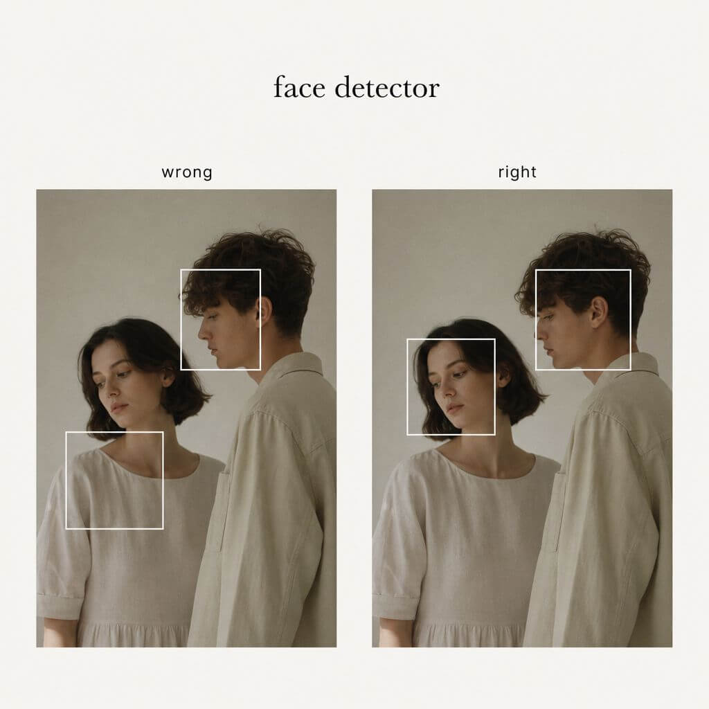 face analysis: wrong vs. correct detection face analysis: wrong vs. correct detection