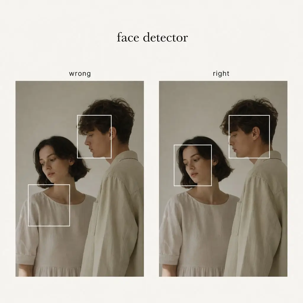 Two individuals are looking at one another, both interacting with the same face detection application.