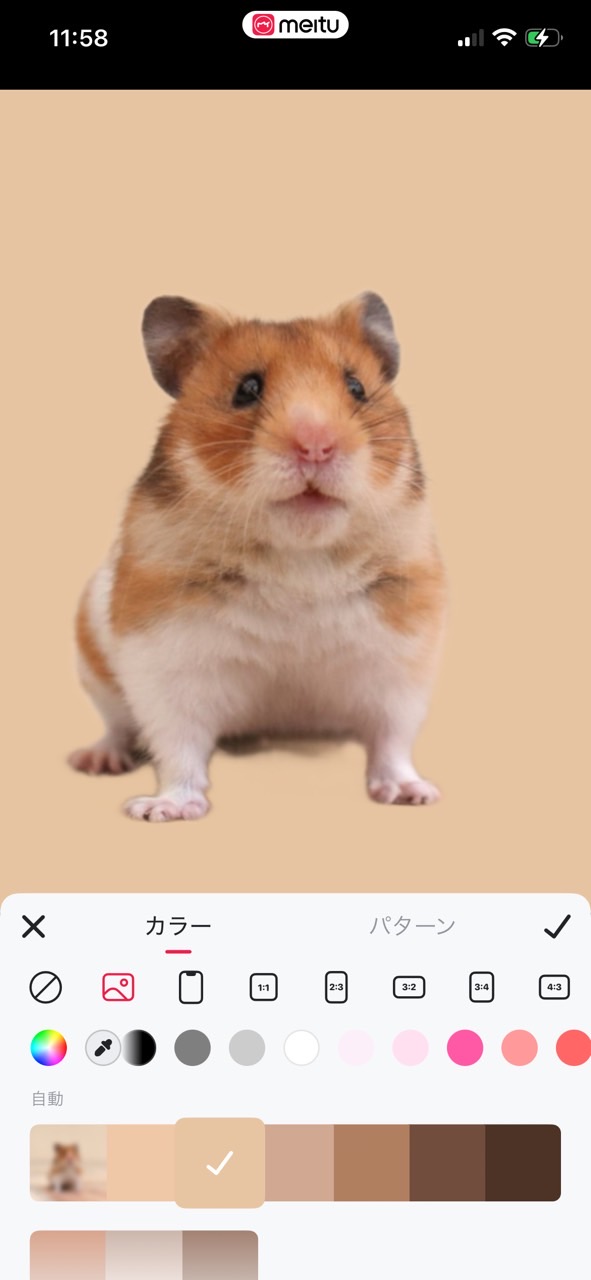 Meituで画像を切り抜く様子