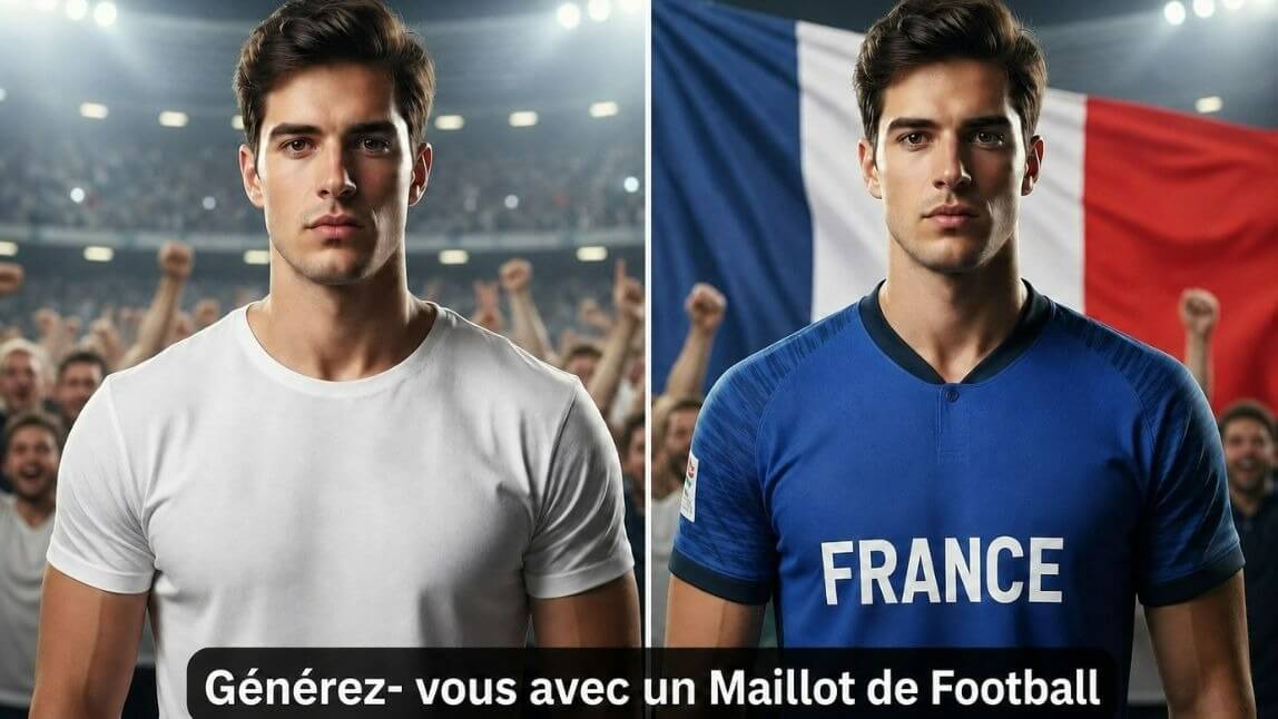 Montage photo Football IA : se voir en maillot de joueur de foot, coupe du monde de football 2026