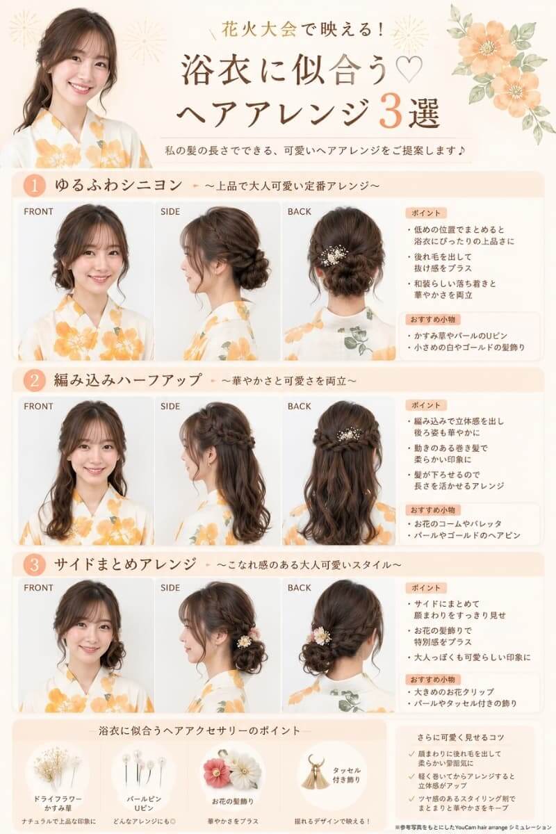 花火大会で映える浴衣に似合う髪型提案レポート 花火大会で映える浴衣に似合う髪型提案レポート