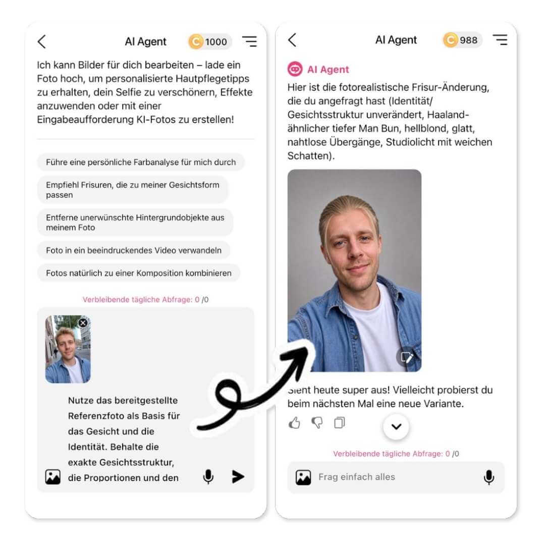 Haaland-Frisur mit AI Agent virtuell testen