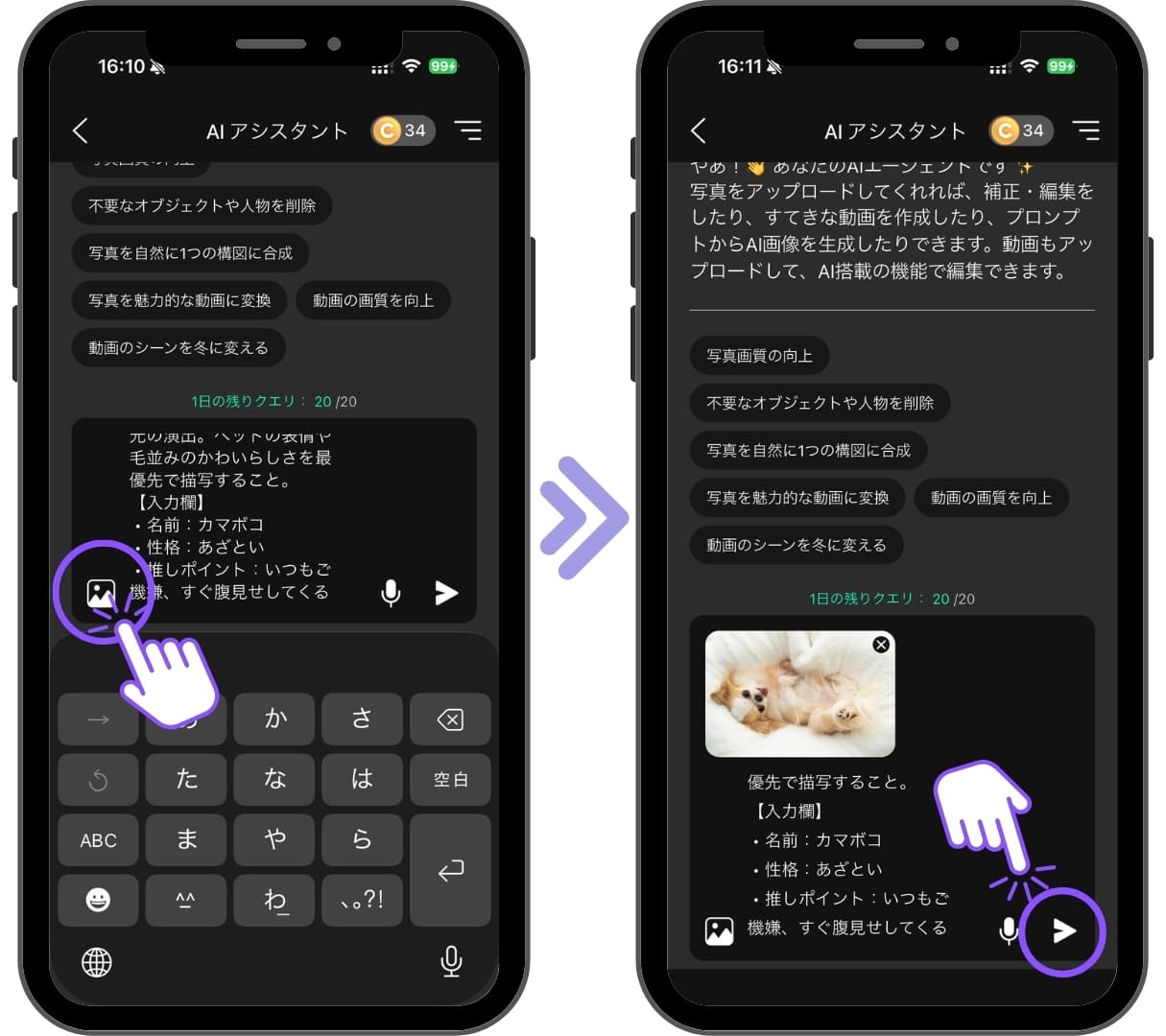 ペットの写真を追加してカード生成開始 ペットの写真を追加してカード生成開始