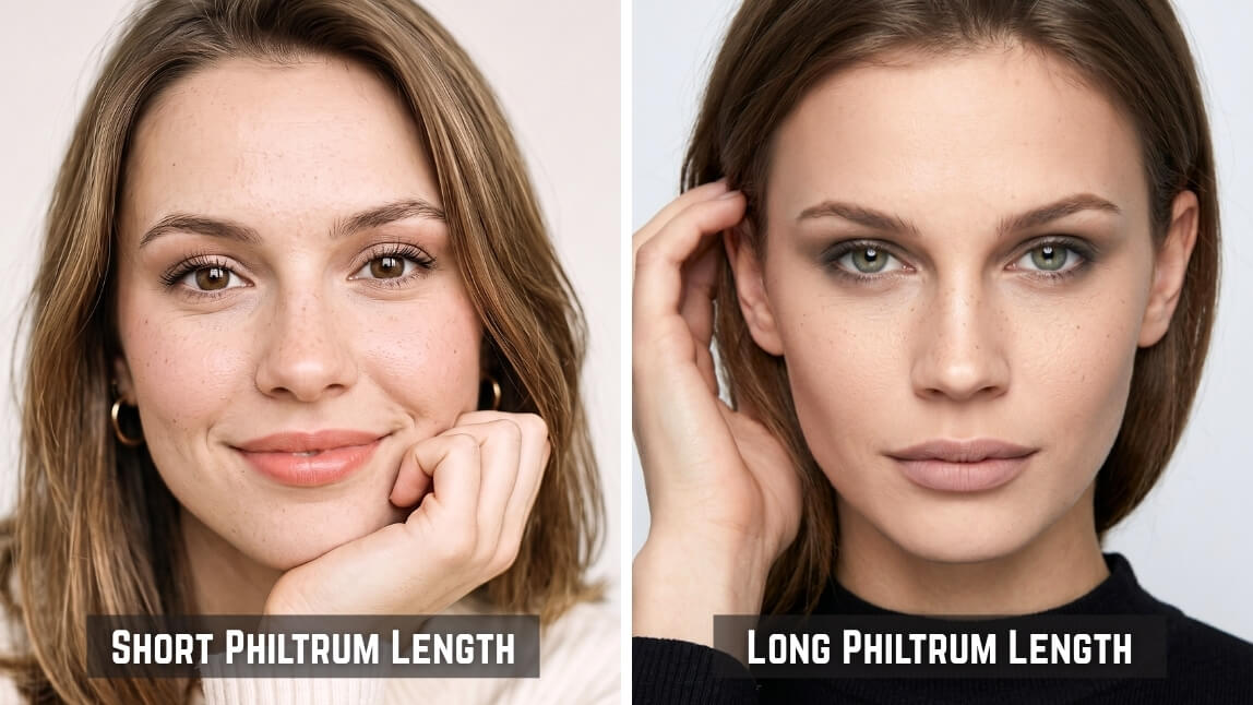 short vs long Philtrum Length short vs long Philtrum Length
