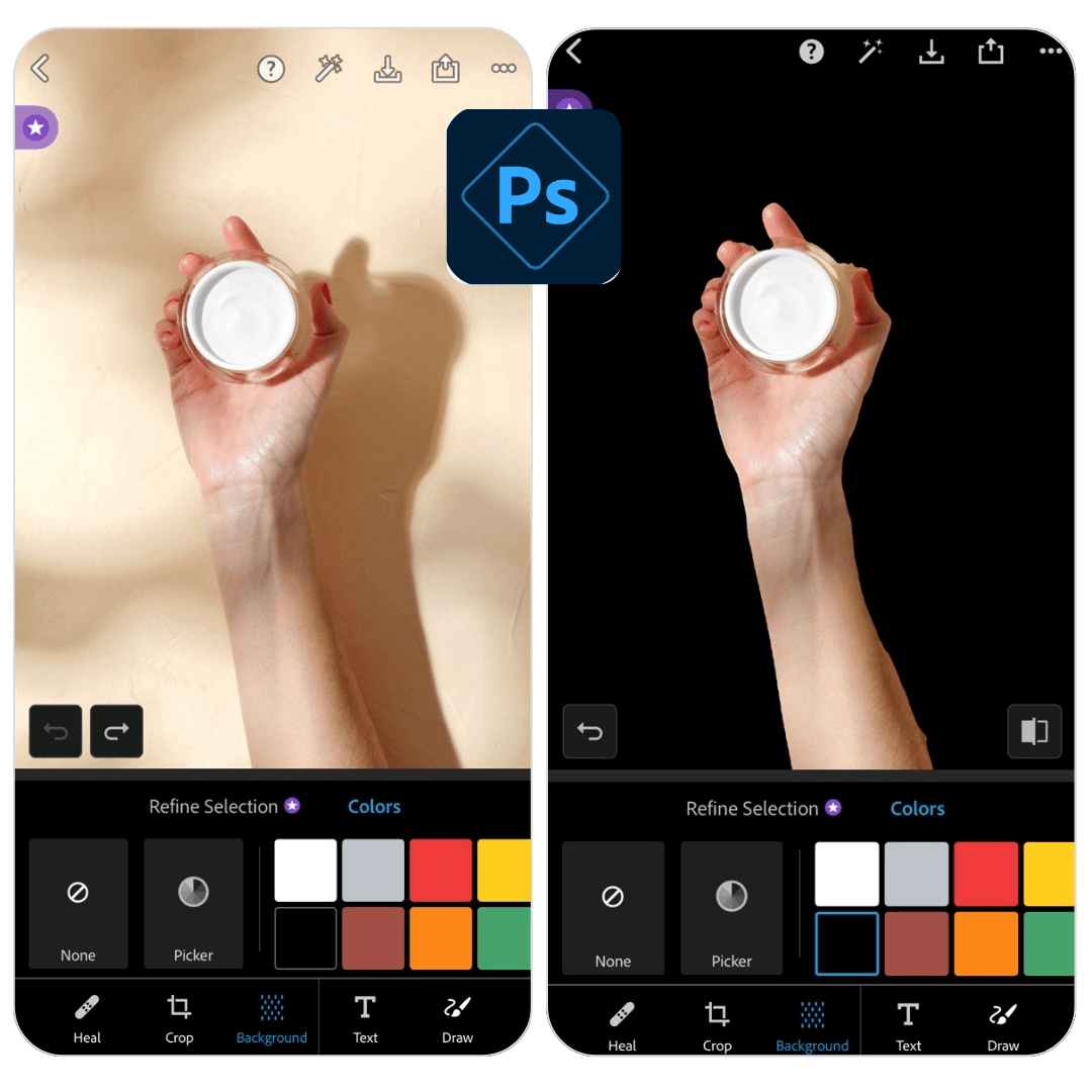 Background Remover App: Adobe Photoshop Express Free background remover app for iPhone