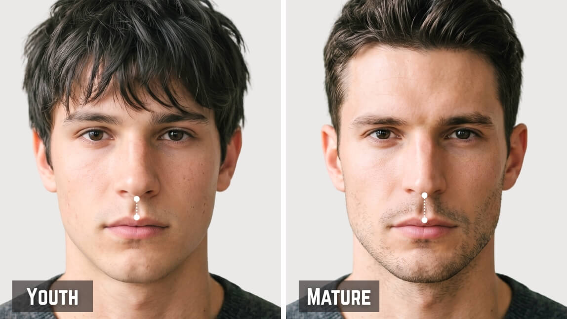 youth vs mature Philtrum Length youth vs mature Philtrum Length