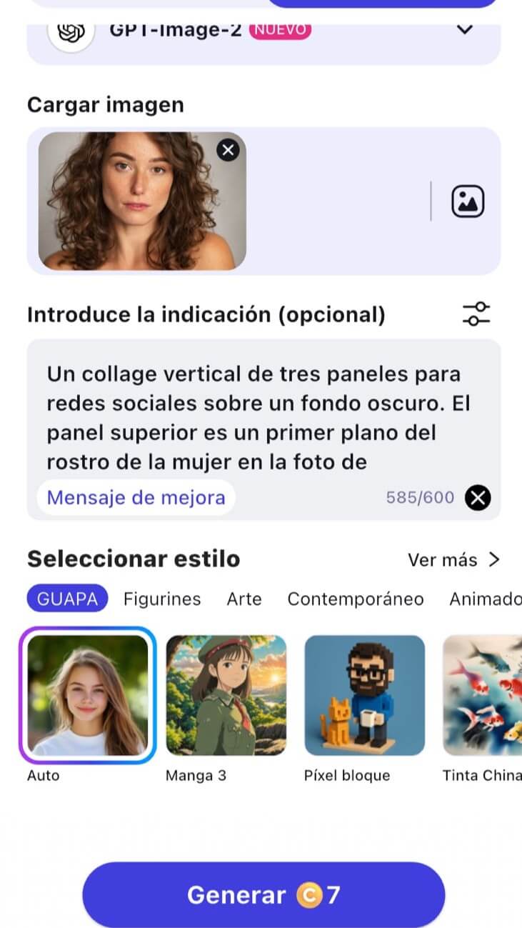 Proceso para crear una foto de atardecer con IA usando una imagen propia