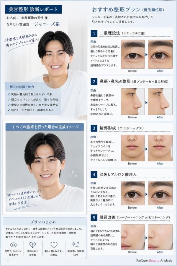 メンズの整形シミュレーションも可能