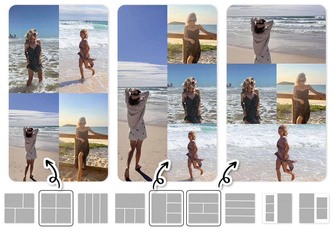 Collage für den Summer Dump Verschiedene Collage-Layouts und Rasterstile für einen Summer Dump.