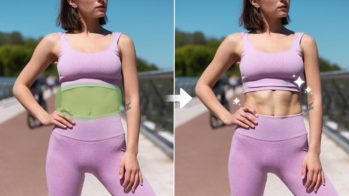 Bauchmuskeln mit einem Sixpack-Filter zum Foto hinzufügen