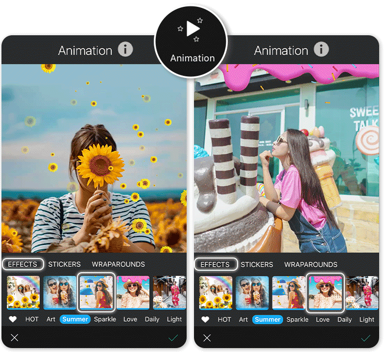 Filtre photo et effet photo d'été dans YouCam Perfect