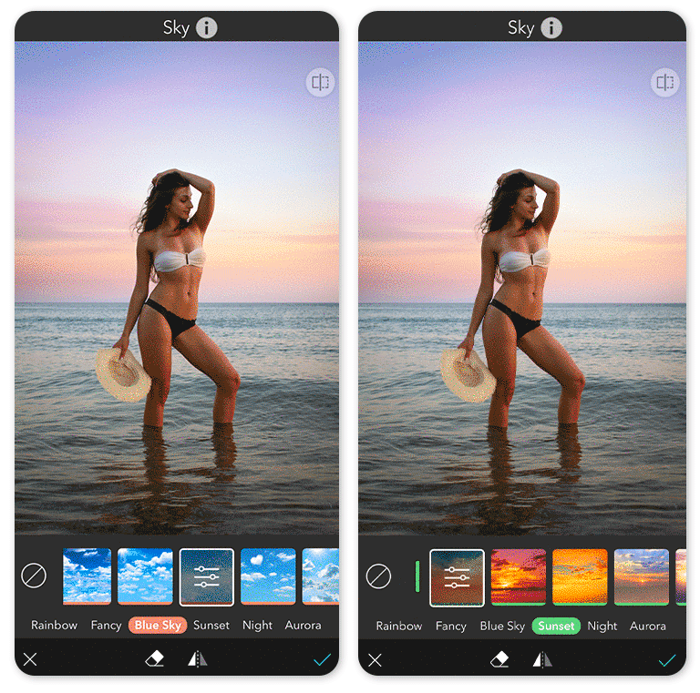 Filtre photo et effet photo d'été dans YouCam Perfect