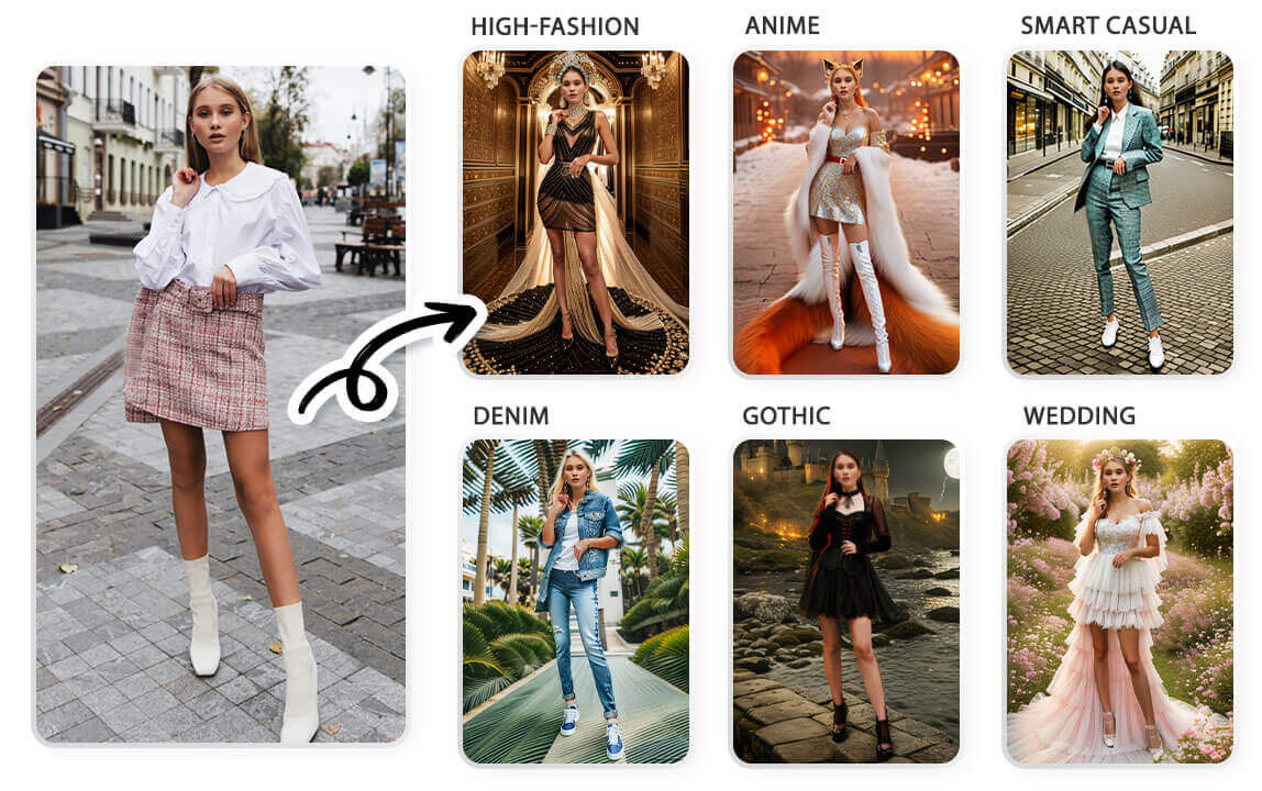 AI outfit generator: Styles AI outfit generator like YouCam Perfect provides up to 30 styles to choose from.