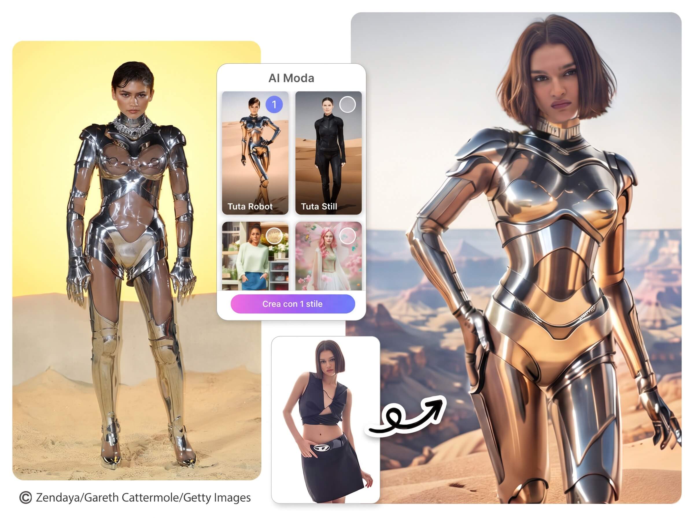 Prova un Completo Metallico con la Fashion AI