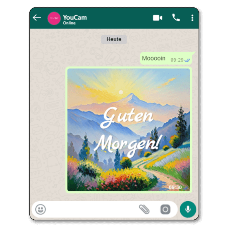 Anleitung Schritt 3: Fertiges Guten-Morgen-Bild auf WhatsApp teilen.