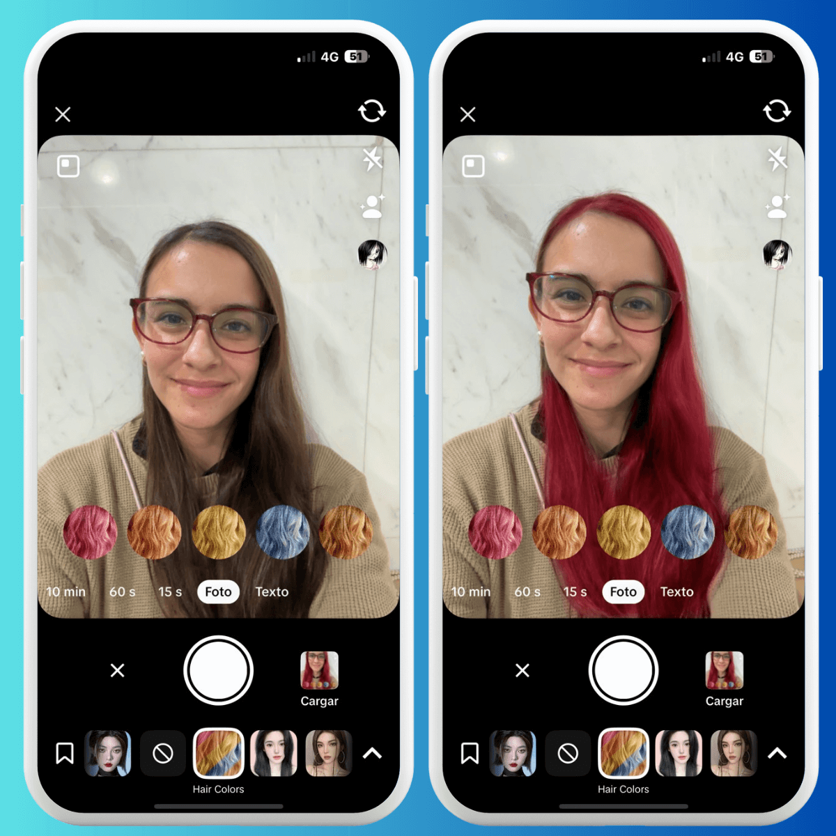 tiktok filtro para cambiar color de cabello