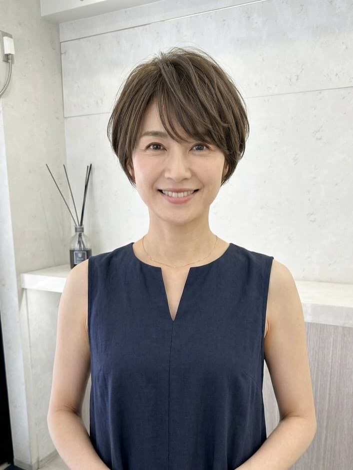 50代の大人可愛い前髪あり丸みショートヘア 50代の大人可愛い前髪あり丸みショートヘア