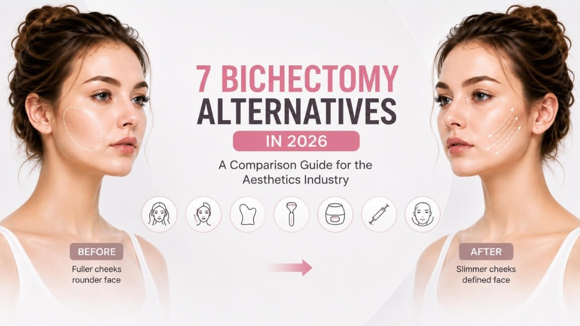 Illustration comparing bichectomy to non-surgical facial slimming alternatives