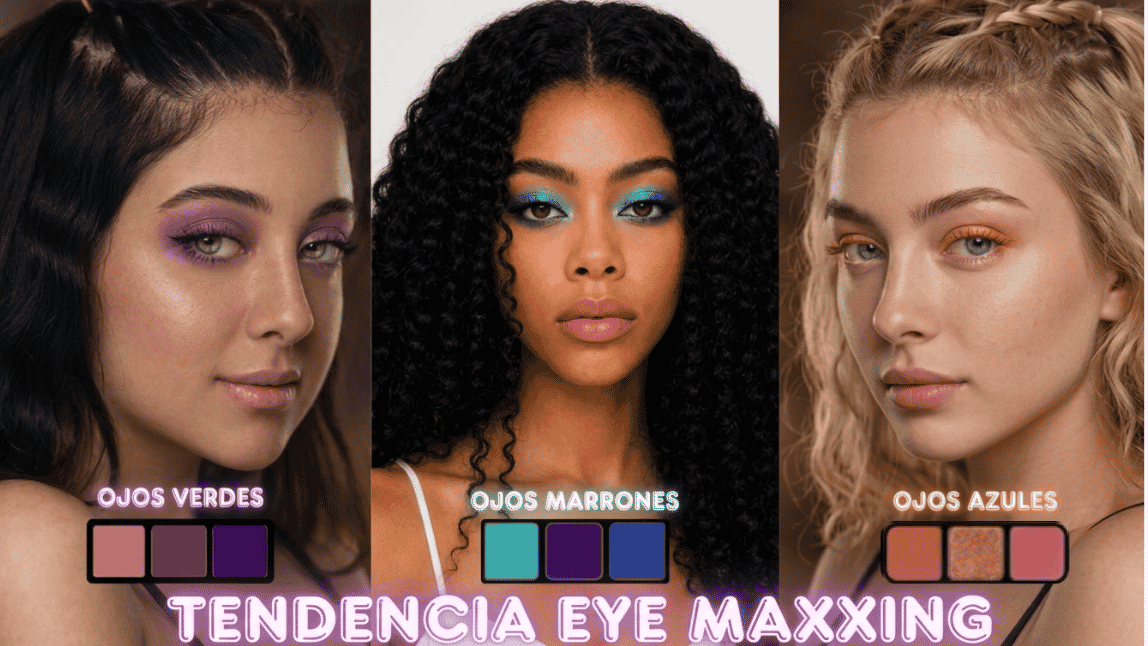 Guía completa Eye Maxxing: ojos azules, ojos marrones, ojos verdes tendencia de maquillaje