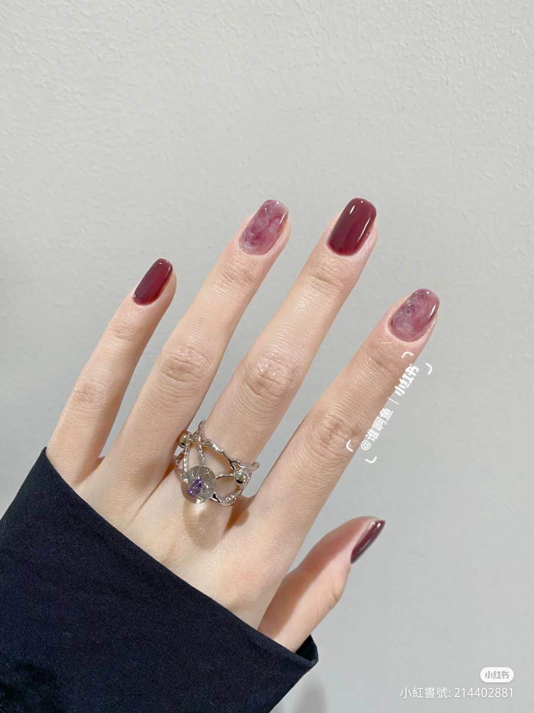 紫色美甲5:紅葡萄紫暈染 紫色美甲5:紅葡萄紫暈染