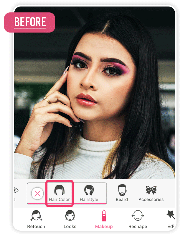 YouCam Makeup : changer couleur cheveux virtuellement