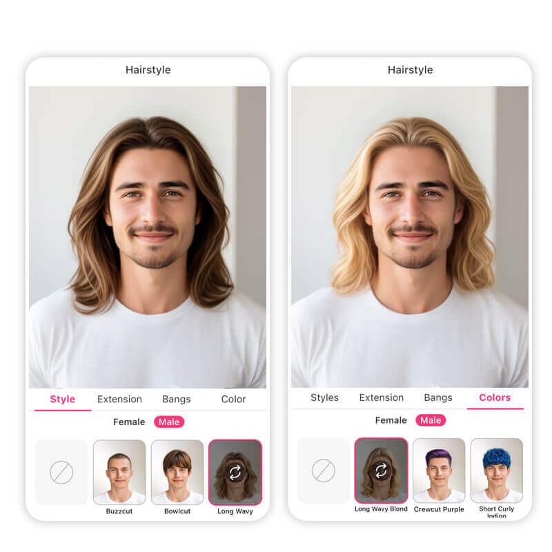 Blonde AI hair color filter in YouCam Makeup
