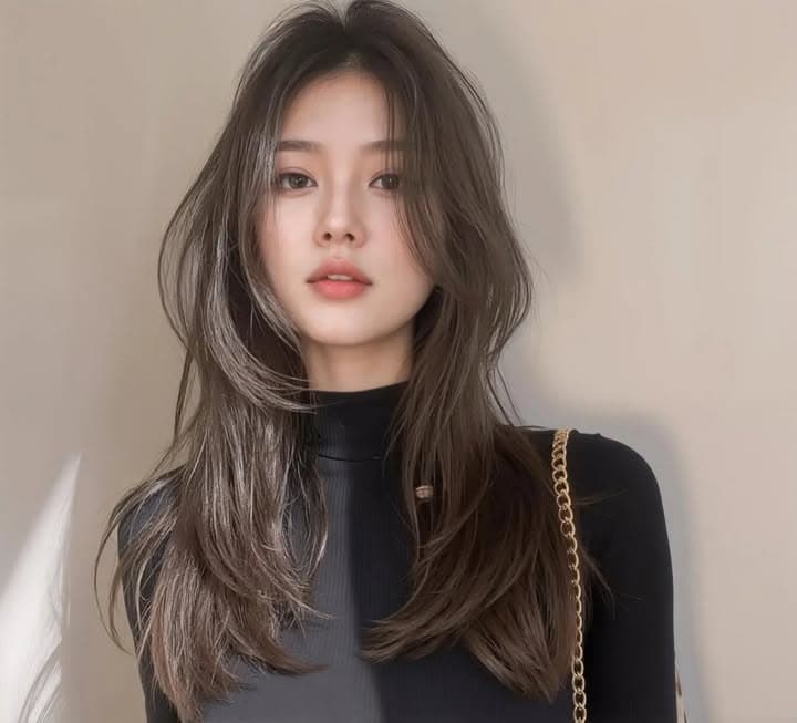 30代ママさん向き顔まわりレイヤーセミロングヘアスタイル 30代ママさん向き顔まわりレイヤーセミロングヘアスタイル