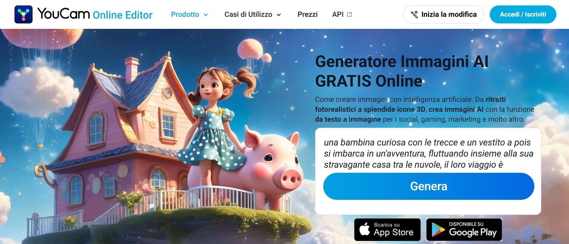 Generatore di Immagini AI Online: YouCam Online
