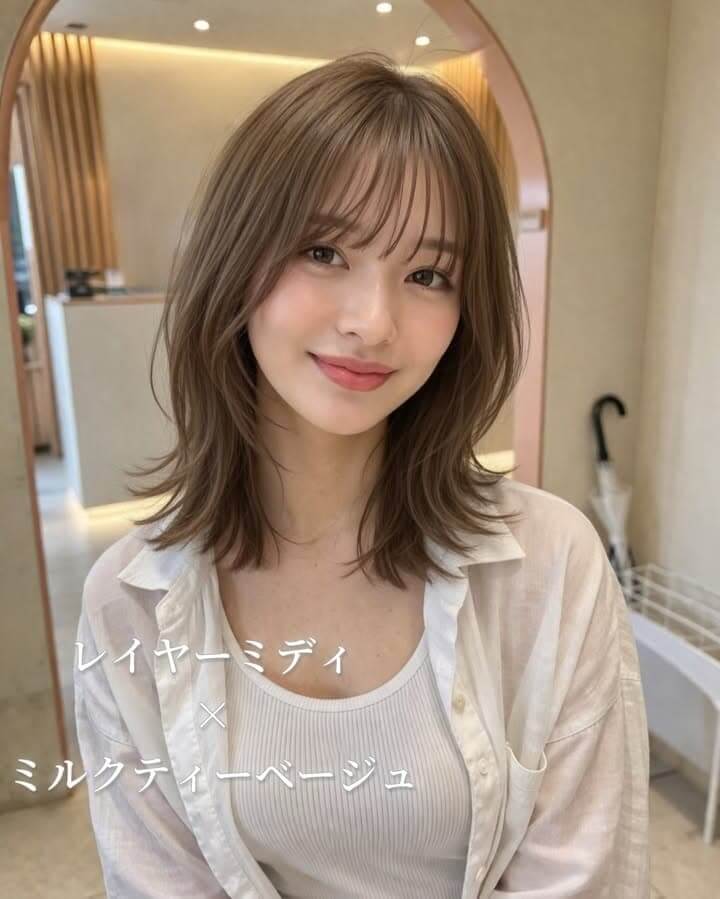 30代ママさんにおすすめのミルクティーベージュヘアカラー 30代ママさんにおすすめのミルクティーベージュヘアカラー