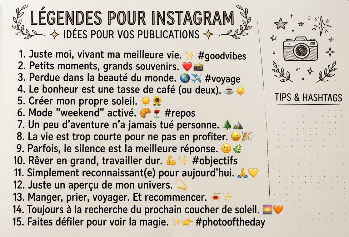 Légende pour Post/Publication Instagram 2026